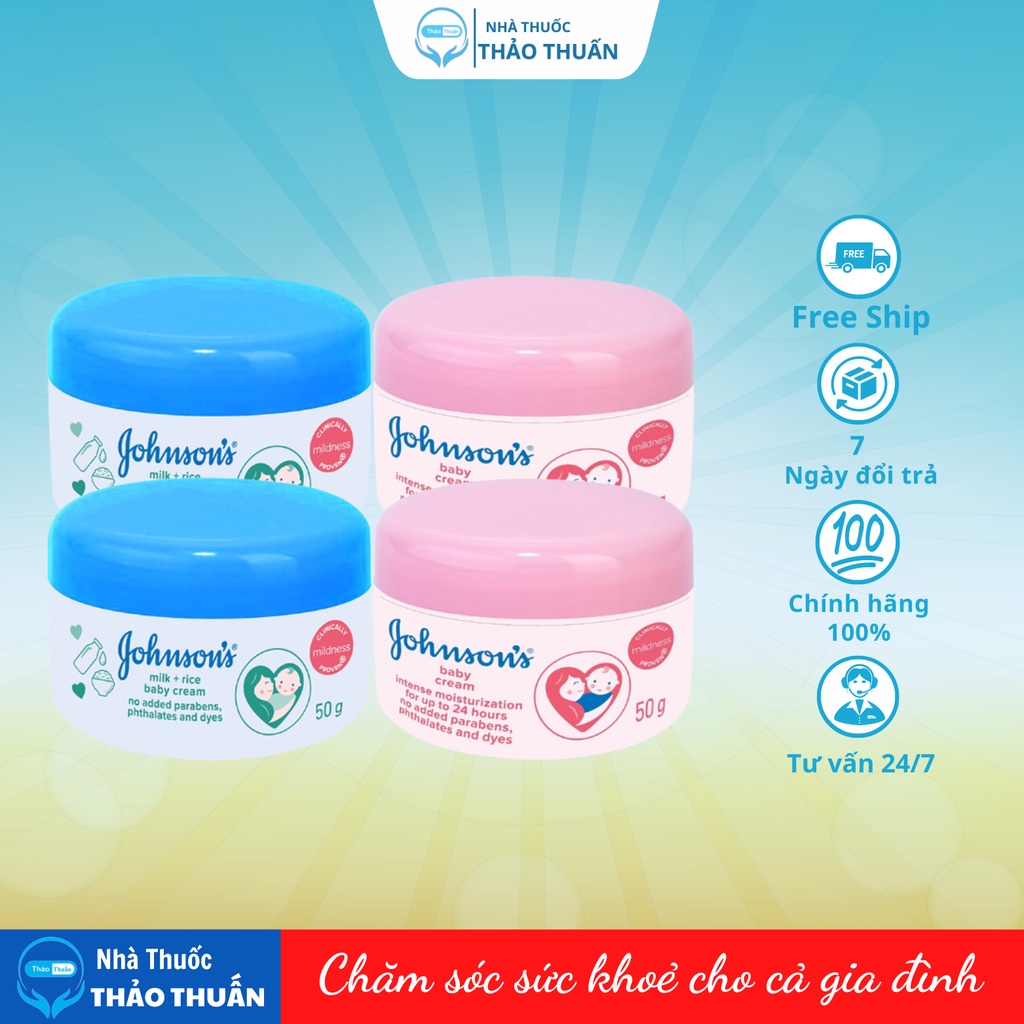 Kem Nẻ Dưỡng Ẩm Johnson's Baby Cream mềm mịn cho mẹ và bé Hộp 50g