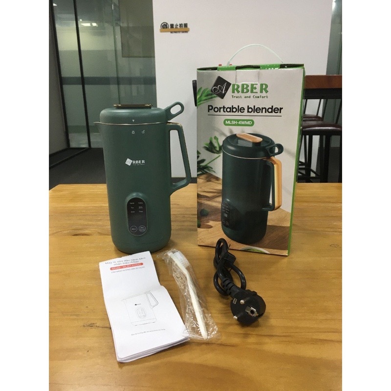 Máy làm sữa hạt mini đa năng ARBER MLSH4WMĐ dung tích 350ml màu đỏ - Bảo hành 12 tháng