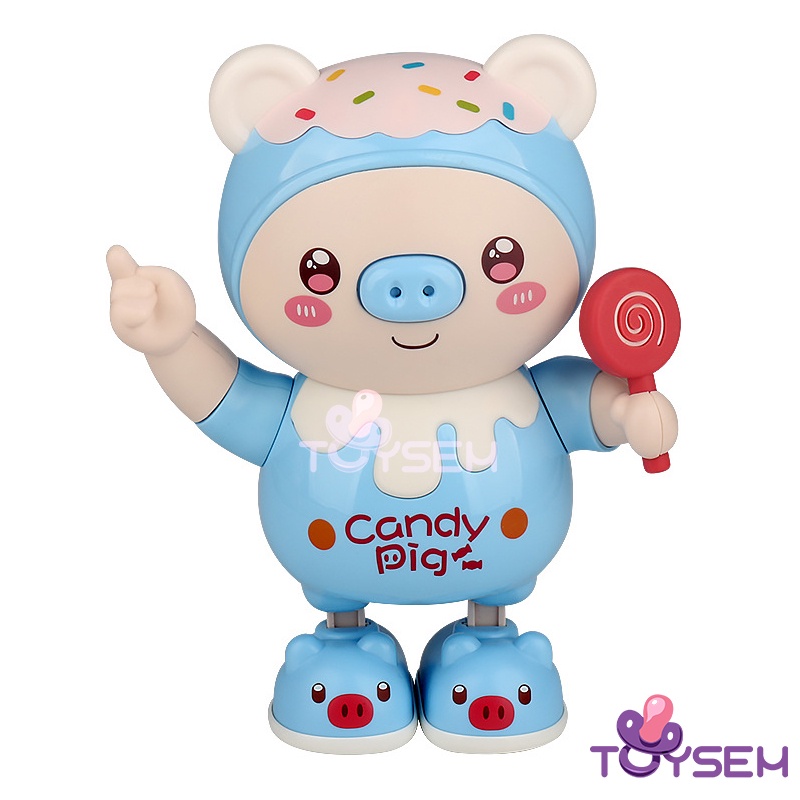Đồ chơi heo cầm kẹo nhảy múa có đèn led - Quà tặng sinh nhật cho bé - Candy Pig