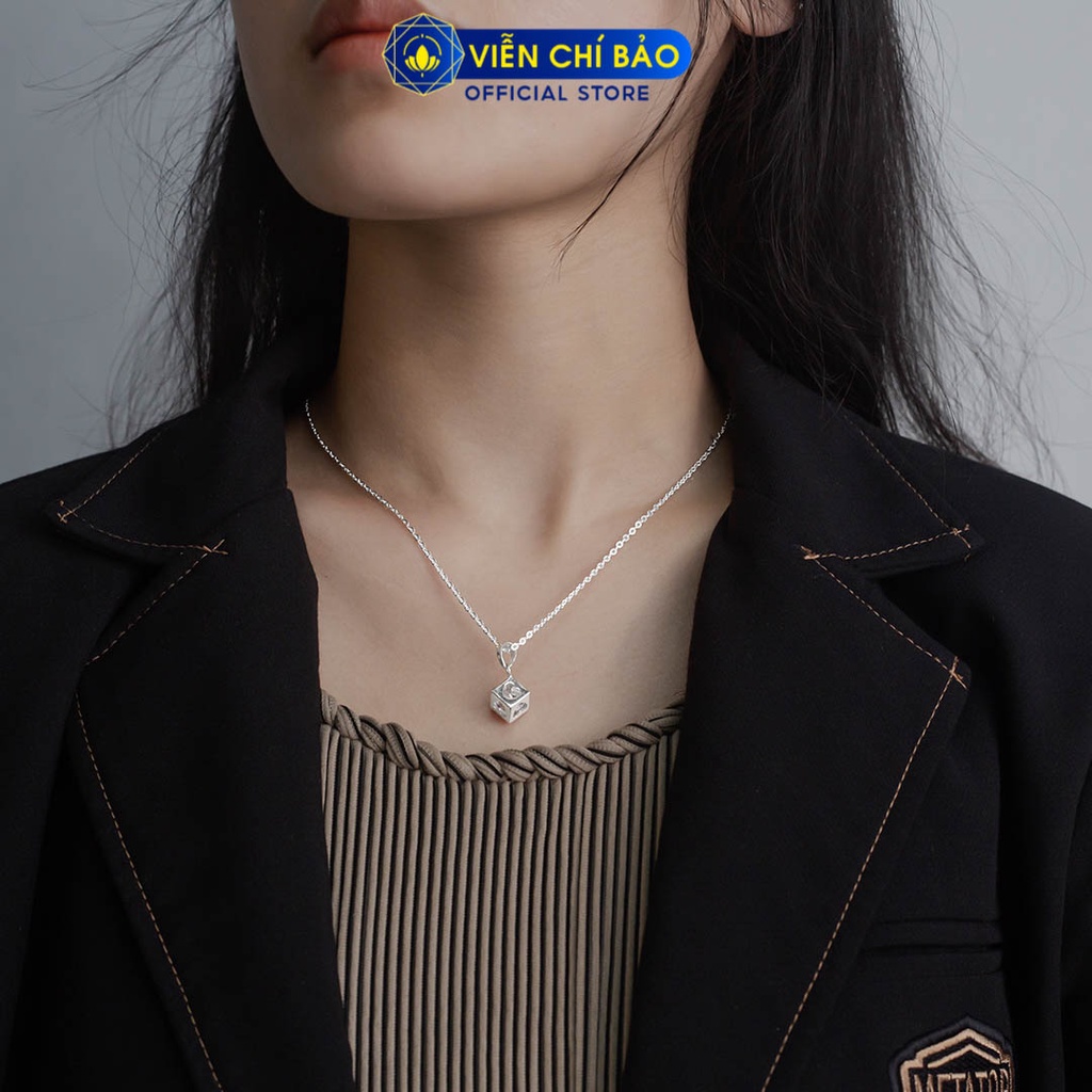 Dây chuyền bạc nữ Mặt lập phương trái tim bạc 925 thời trang phụ kiện trang sức Viễn Chí Bảo D400434