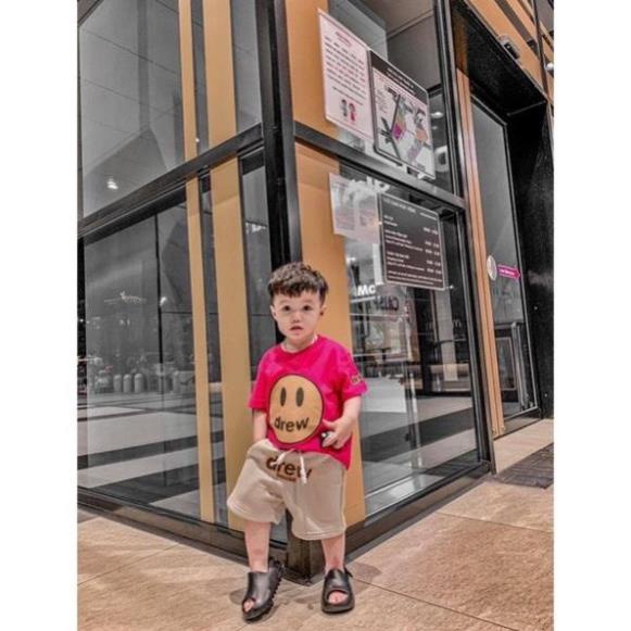 Áo Phông gia đình bé trai,bé gái drew cotton mặt cưi, áo thun cho bé chất liệu cao cấp thoáng mát