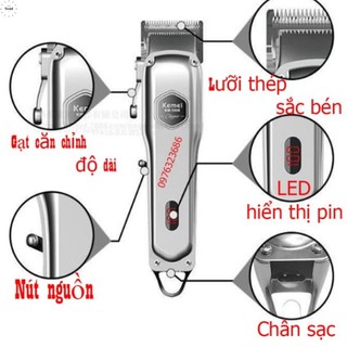 Tông đơ cao cấp kemei 1998 pin Lithium-ion sử dụng 150 phút, tăng đơ cắt tóc chuyên nghiệp