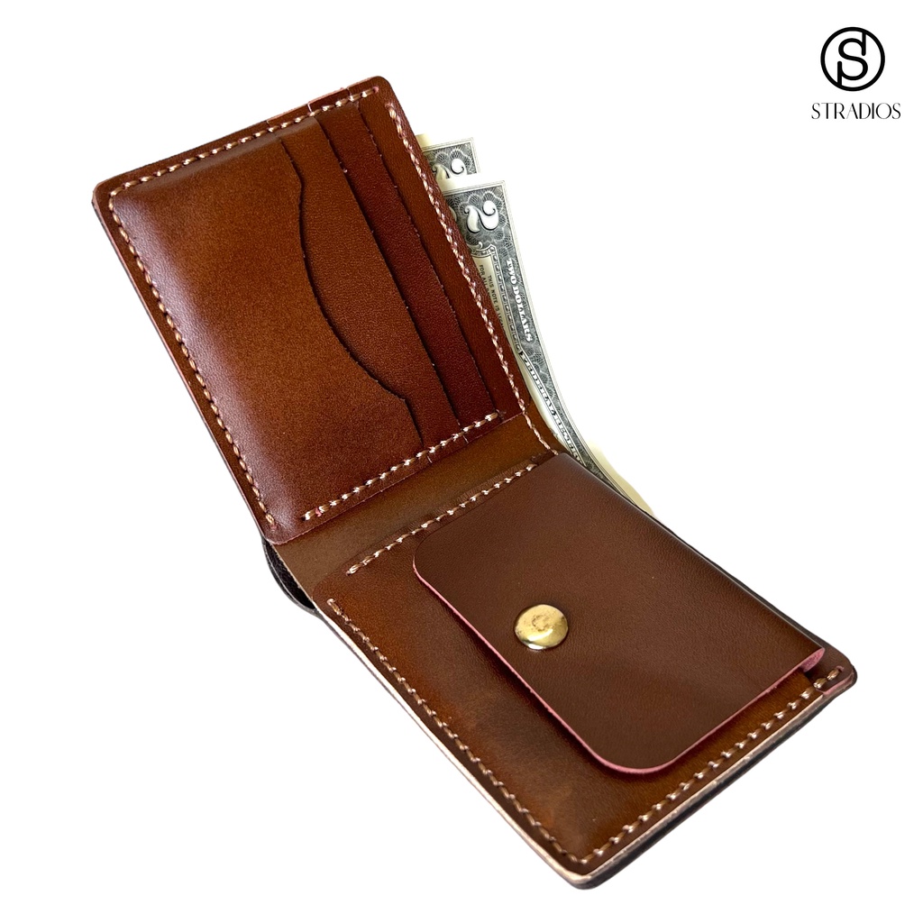 Ví Da Nam Stradios Phong Cách Thêu Tay Vintage Ví Da Bò Pullup Cao Cấp Màu Nâu