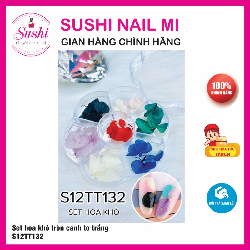Set hoa khô 7 màu chuyên dùng trang trí móng - phụ kiện dành cho móng - Sushi nail mi