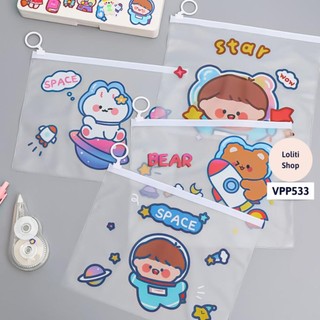Túi đựng bút trong suốt, túi zip đựng bút và đồ dùng học tập phong cách hàn quốc văn phòng phẩm VPP533