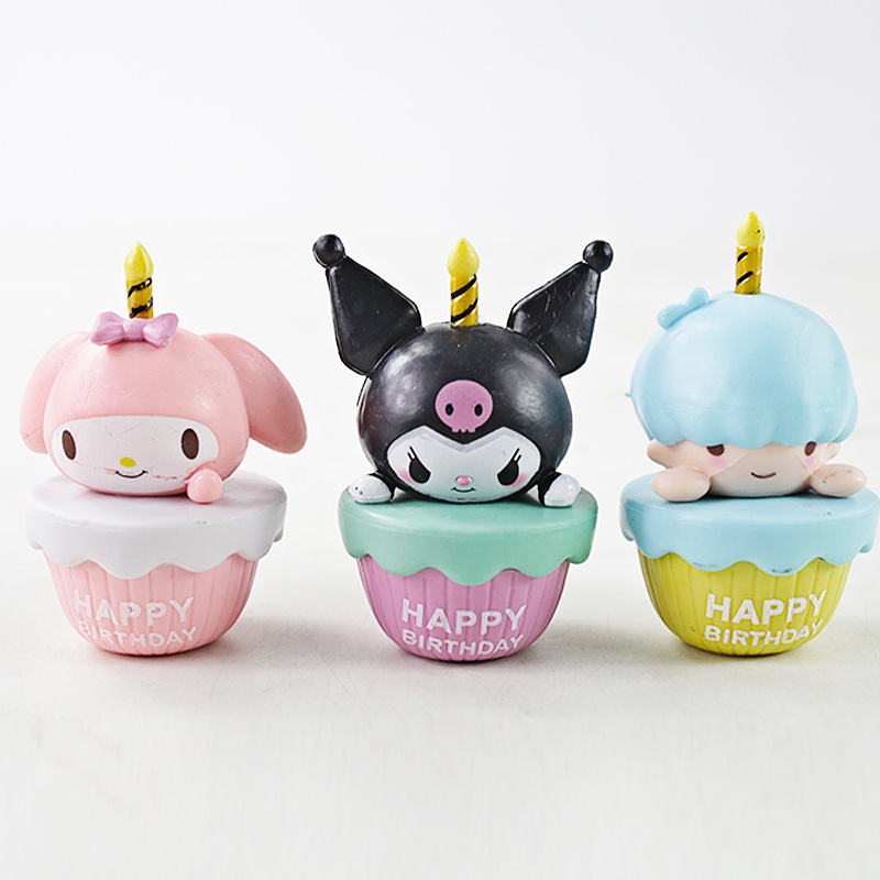 6 cái / bộ sanrio hello kitty my melody kuromi cinnamorol pochacco q phiên bản nhân vật hoạt hình trang trí bánh pvc hình hành động đồ chơi mô hình búp bê trẻ em quà tặng