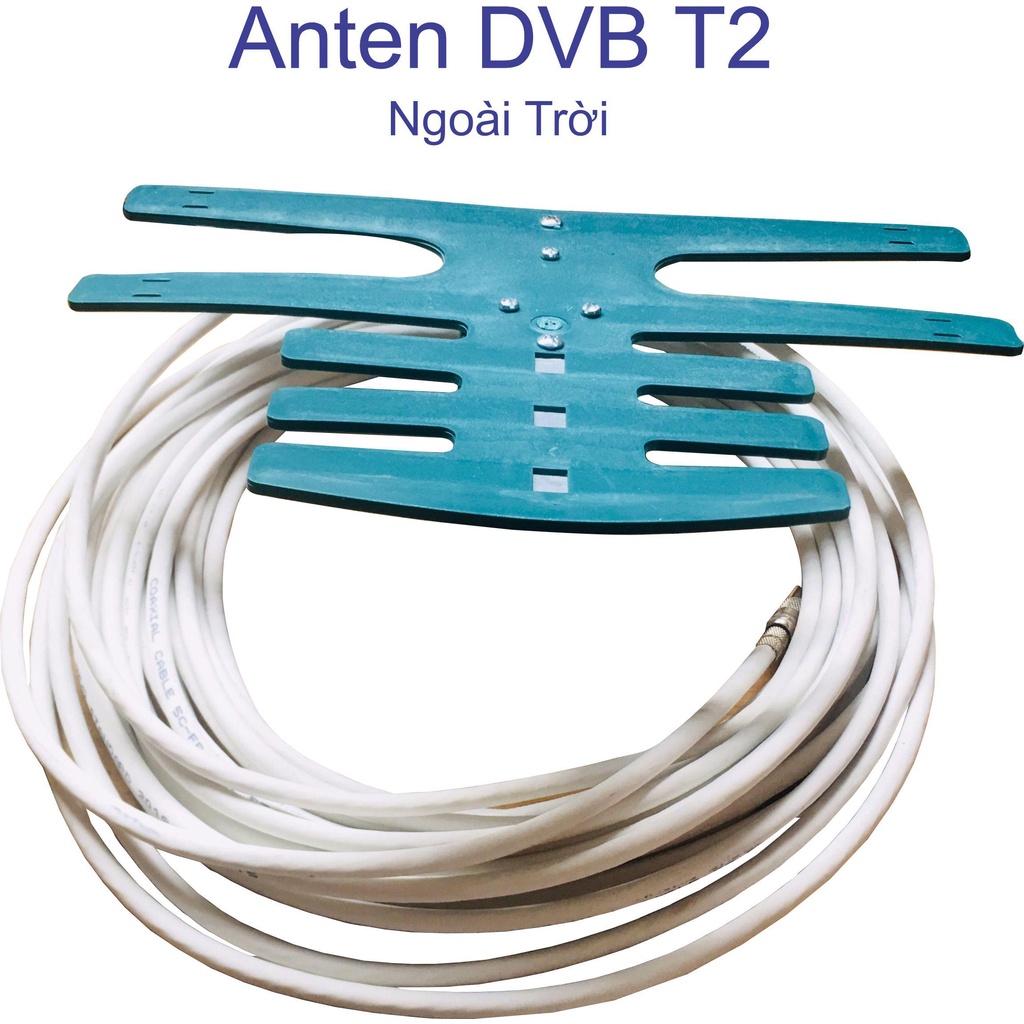 Anten tivi kỹ thuật số DVB T2 ngoài trời - 12m dây cáp - Jack nối - Có nhựa bảo vệ Anten