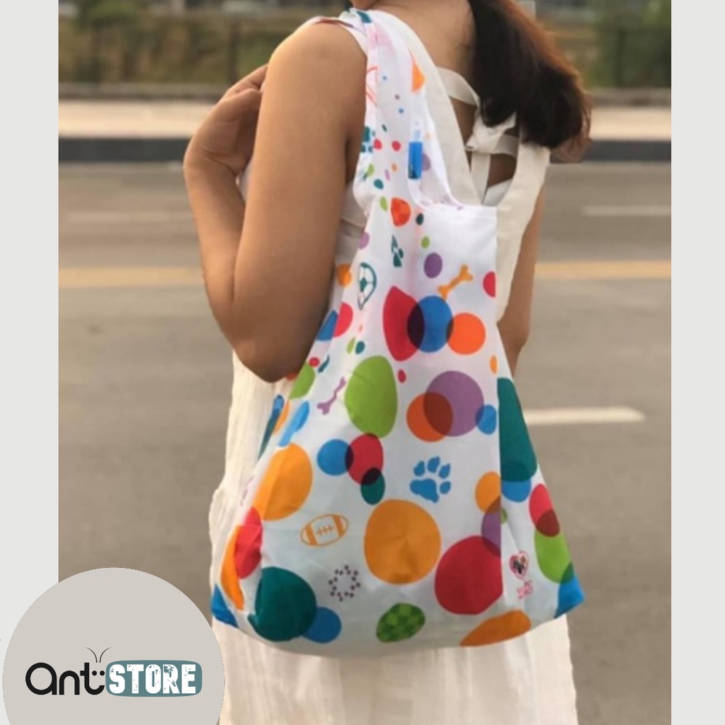 Túi Gấp Gọn Siêu Tiện Lợi | Túi Tote xếp gọn Save Pet Project Nhật Bản dùng đi chợ đi siêu thị bảo vệ môi trường
