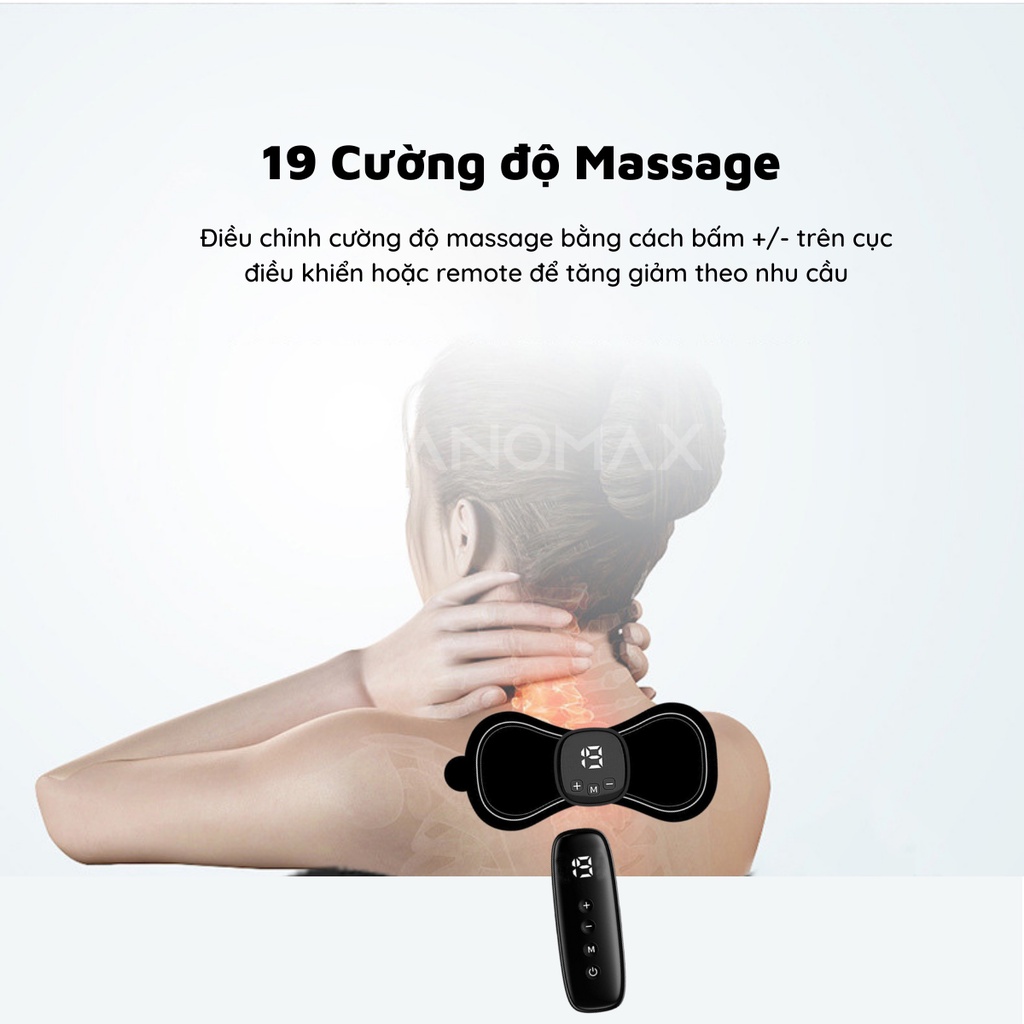 Miếng Dán Massage Xung Điện EMS NANOMAX NMM 01 Tích Hợp 6 Chế Độ 19 Cường Độ Massage Giảm Nhức Mỏi Cổ Vai Gáy Thư Giãn C