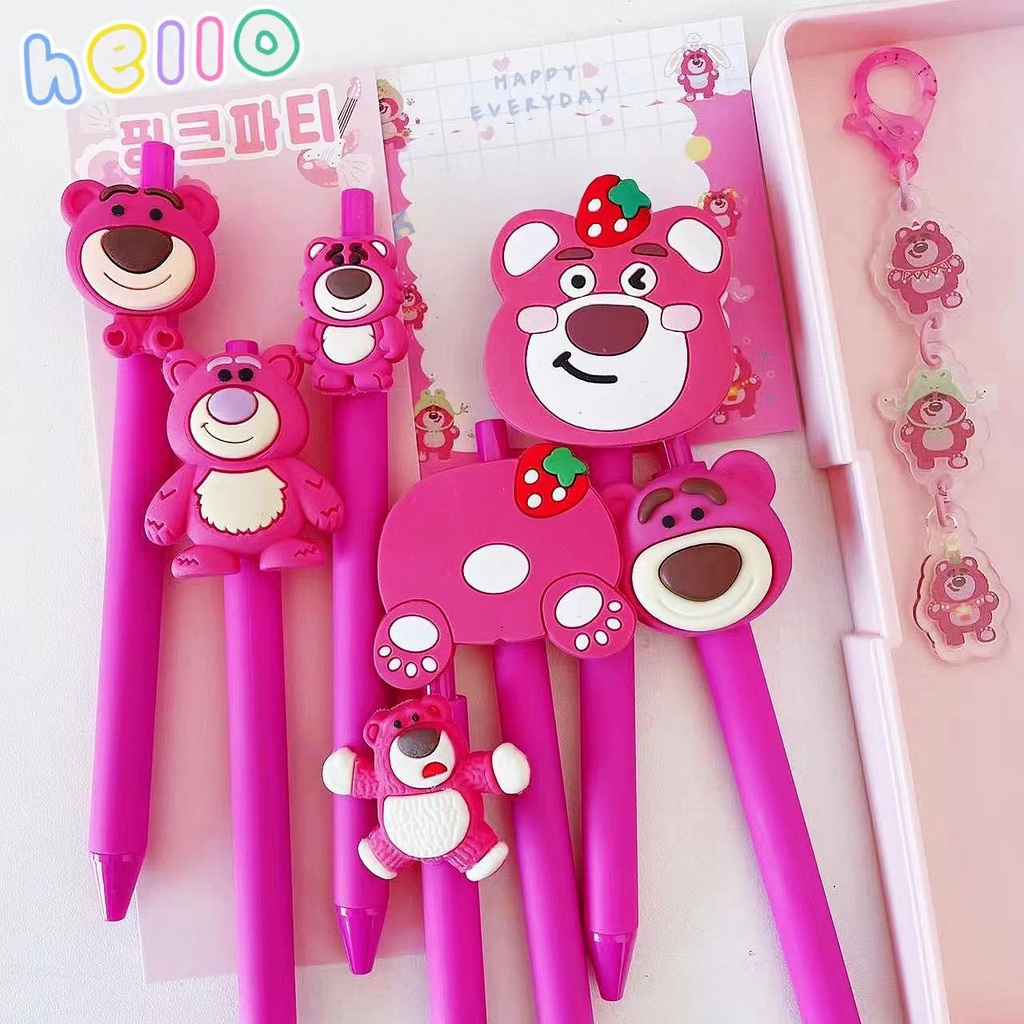 Bút Mực Gel Ngòi 0.5mm Màu Đen In Hình Gấu / Dâu Tây Dễ Thương Cho Học Sinh - 💖💖