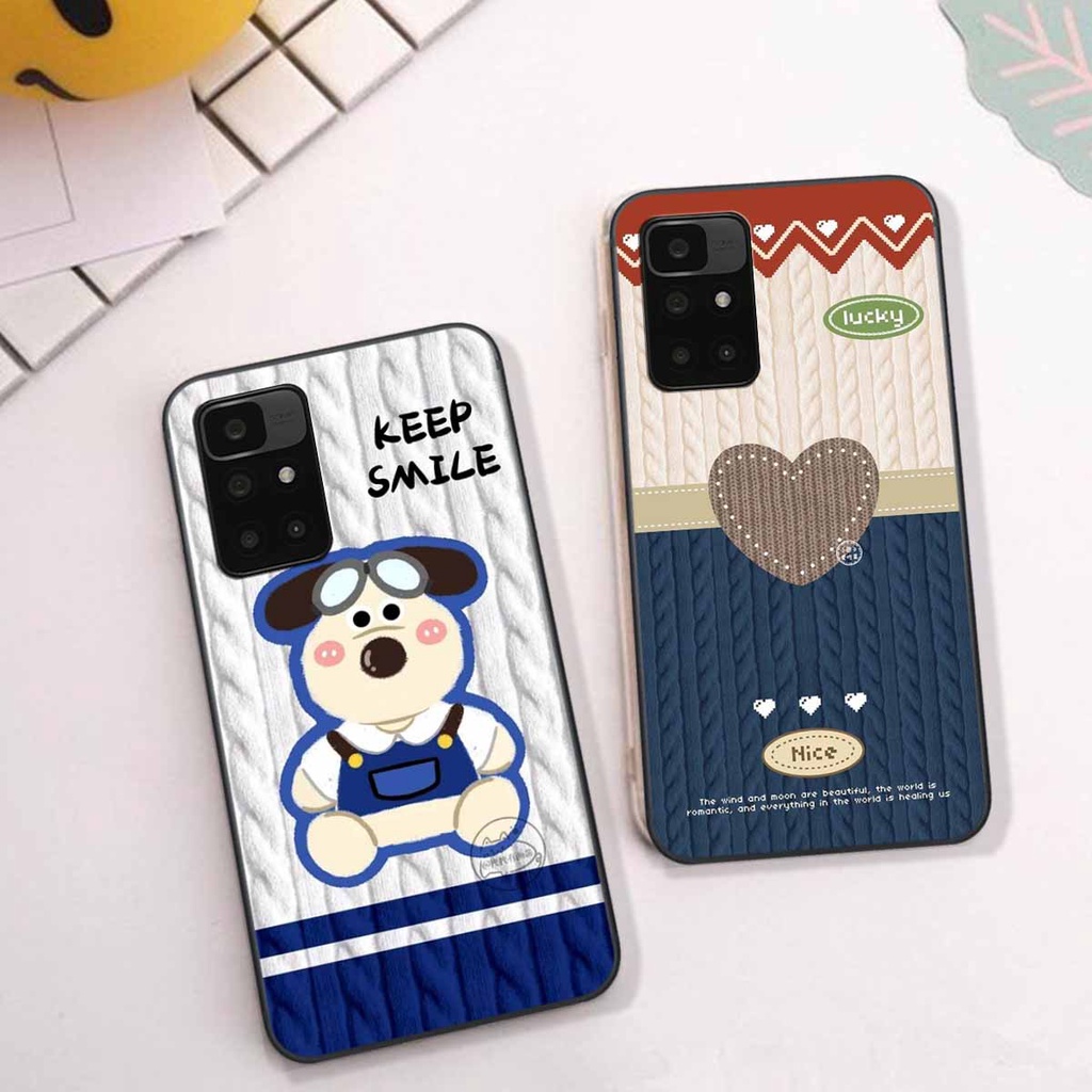 Ốp lưng Xiaomi Redmi 10 in hình họa tiết len Lucky Bunny,Bear,Smile