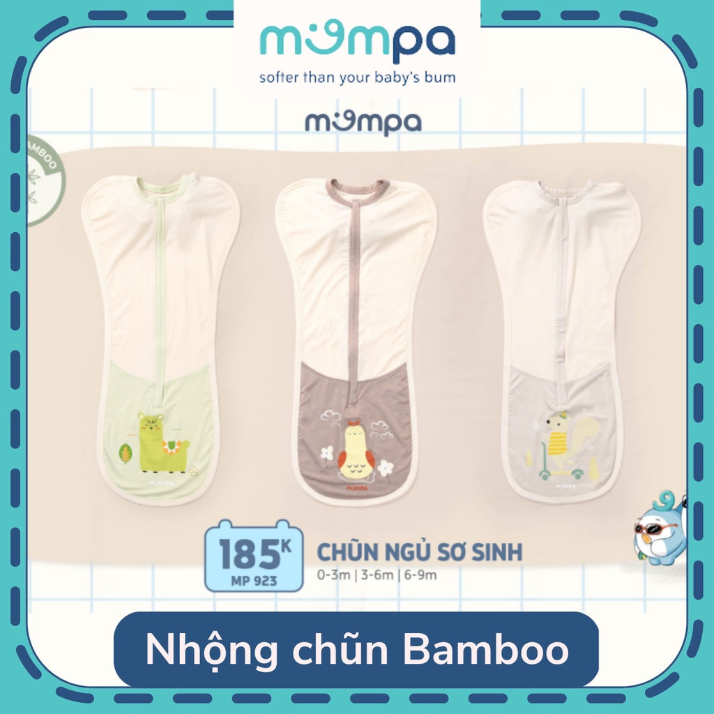 Nhộng chũn cho bé Ualarogo 0-12 tháng Cocoon kéo khóa sợi tre Bamboo mềm co giãn 4 chiều thoáng mát dễ mặc bỉm U1