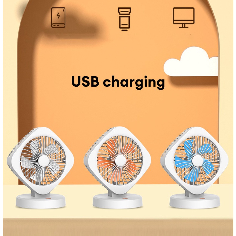 JIASHI Quạt điện để bàn gió lớn gia dụng Quạt di động không ồn sạc USB Có thể điều chỉnh góc quạt lên xuống