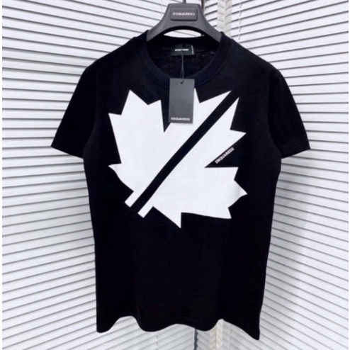 Áo phông nam nữ Premium Cotton in hình logo lá chữ DSQ2 vải dày dặn co giãn 4 chiều cao cấp 2023