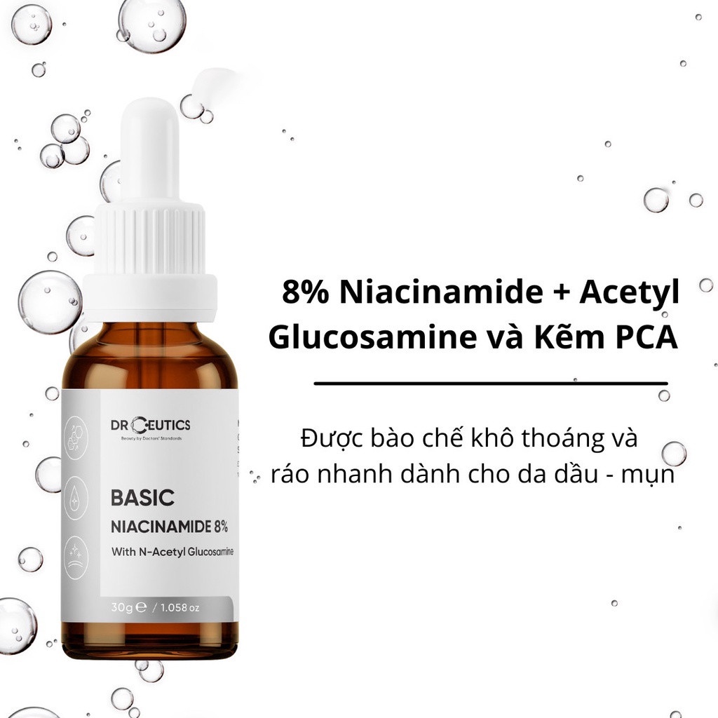 Tinh Chất Cho Da Dầu Mụn DrCeutics Niacinamide 8% Basic 30g