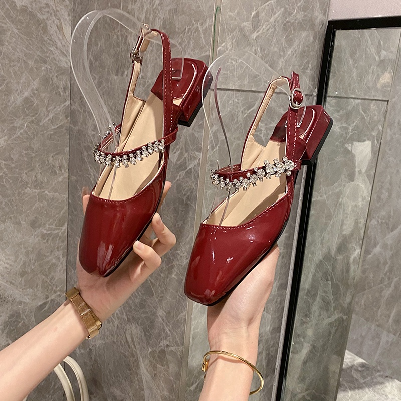 Giày big size nữ gót thấp 3cm mũi vuông size 40 41 42 43