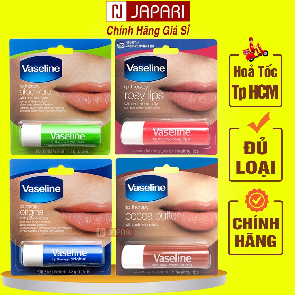 Son Dưỡng Môi Có Màu Vaseline CHÍNH HÃNG Dạng Thỏi - Son Dưỡng Vaseline Dưỡng Ẩm Môi, Dưỡng Móng Tay Dài Cứng JAPARI