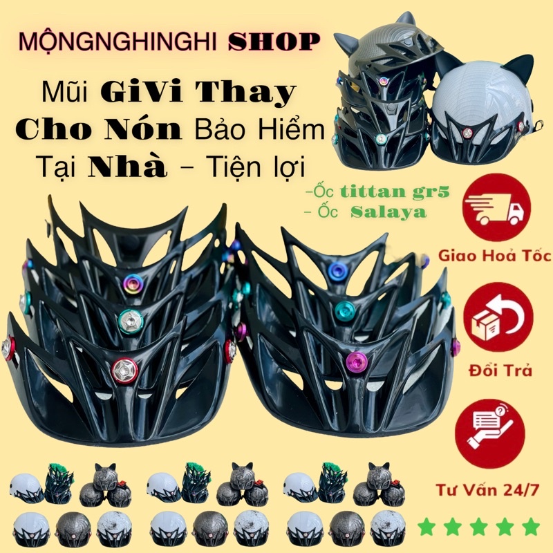 Mũi GiVi ốc Tittan ốc salaya thay cho nón bảo hiểm tại nhà con gái cũng làm được