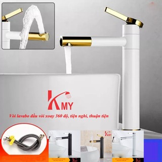 Vòi rửa mặt sơn tĩnh điện cao 30 cm, đầu vòi xoay 360 độ KMY (đủ màu)