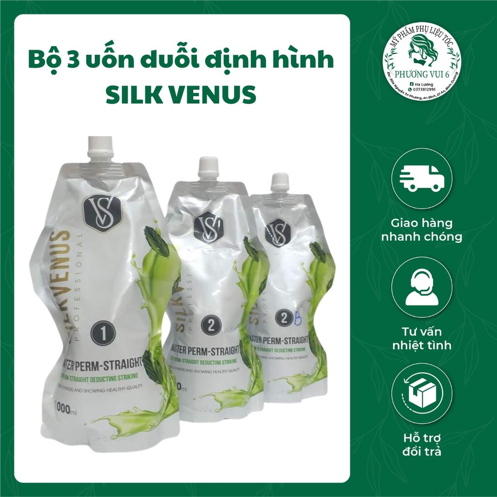 Bộ 3 uốn duỗi và định hình tóc SILK VENUS profes dành cho tóc khỏe tóc trung bình, yếu 1000ml - Mỹ phẩm phụ liệu tóc phư