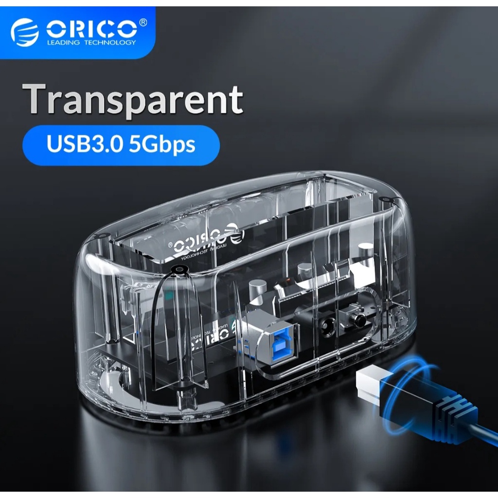 Đế cắm ổ cứng ORICO 6139U3 usb 3.0 sang Sata màu trong suốt cho ổ cứng ssd 2.5/3.5 inch tốc độ truyền 5gbps