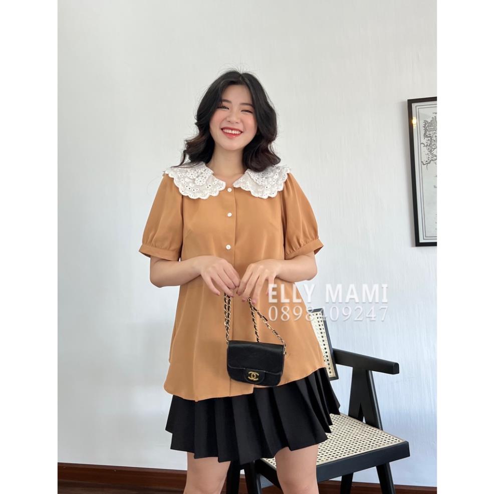 Áo Bầu , Big Size Cổ Thêu Bèo Tay Phồng Form Dễ Mặc , Mặc Thoải Mái Suốt Thai Kì &amp; Sau Sinh Thiết Kế