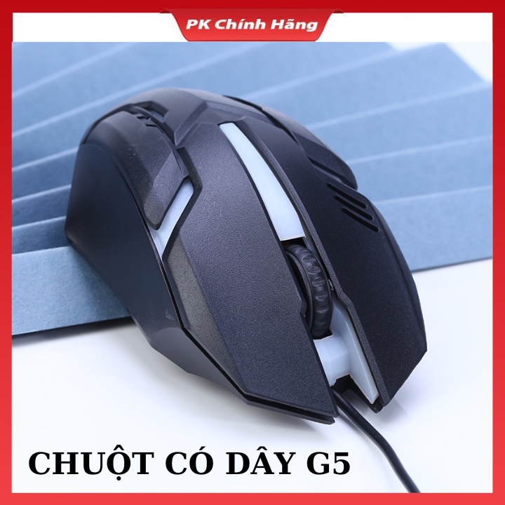Chuột Máy Tính Có Dây G5 Để Bàn PC Laptop Văn Phòng Có Dây Kết Nối Usb 2.0 Led RGB Đổi Màu Rexant 1600dpi