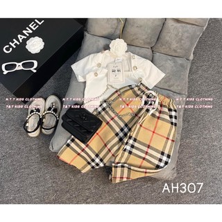 bộ áo cúc quần kẻ trẻ em