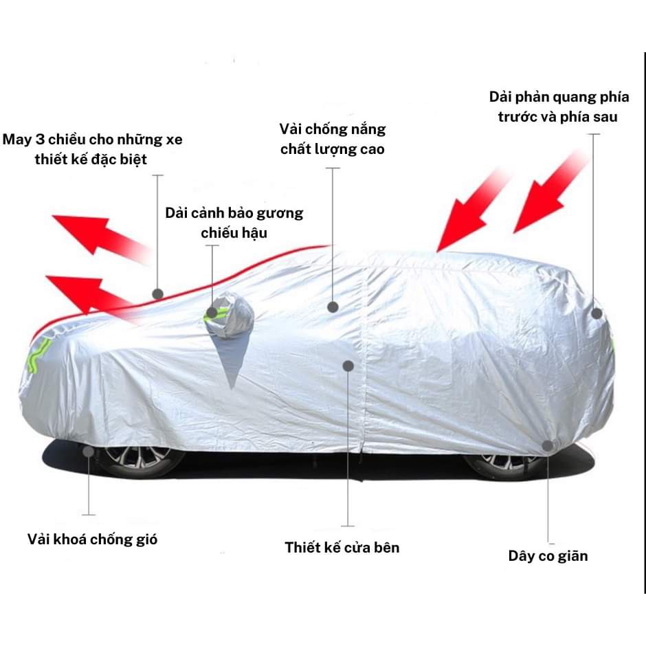 Bạt Phủ Xe Ô Tô Toyota Veloz Chất Liệu Vải Dù Oxford Cao Cấp Chống Nắng Nóng, Mưa Gió, Bụi Bẩn Bảo Vệ Xe