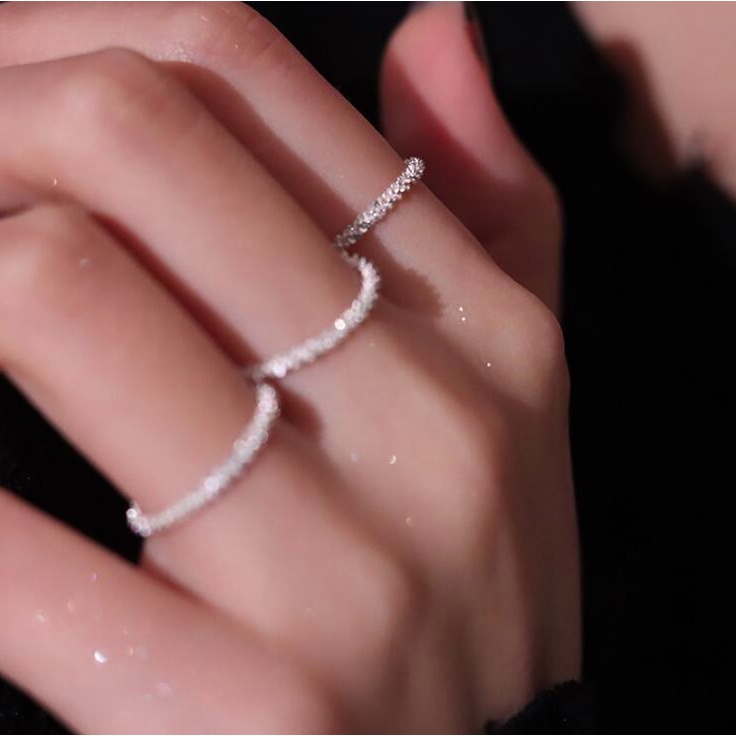 1 Nhẫn nữ hợp kim mạ bạc 925 lấp lánh phong cách hàn quốc cá tính