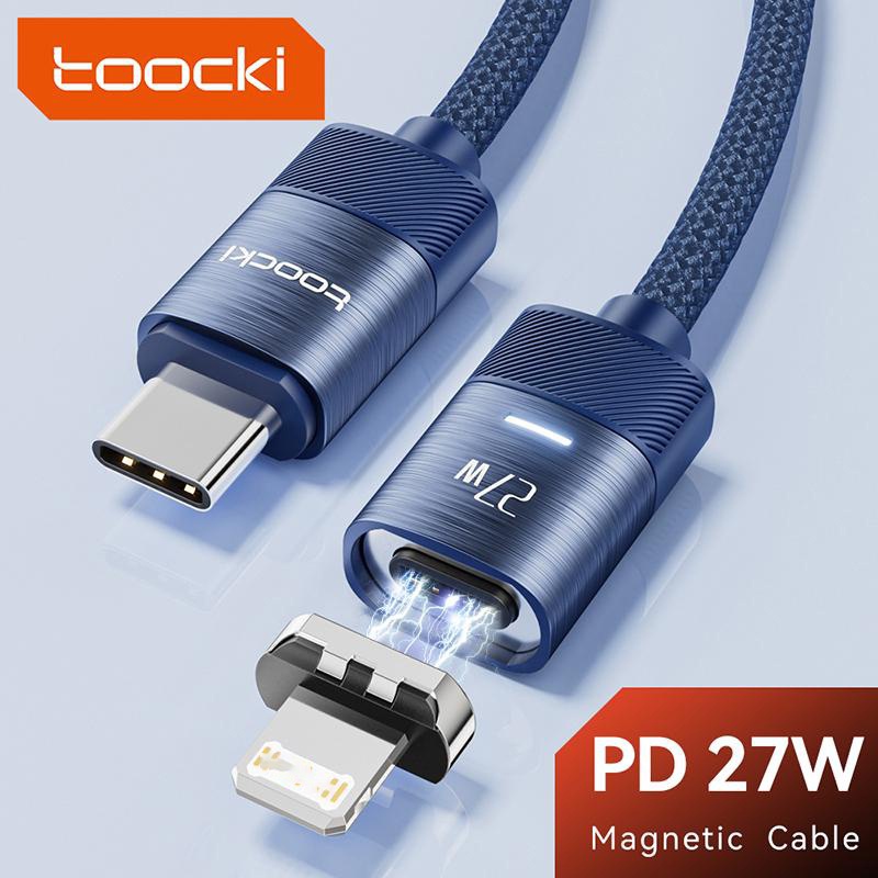 Cáp sạc nhanh truyền dữ liệu TOOCKI từ tính chuyển đổi USB loại C 27W thích hợp cho IP 14 13 Pro Max XR XS
