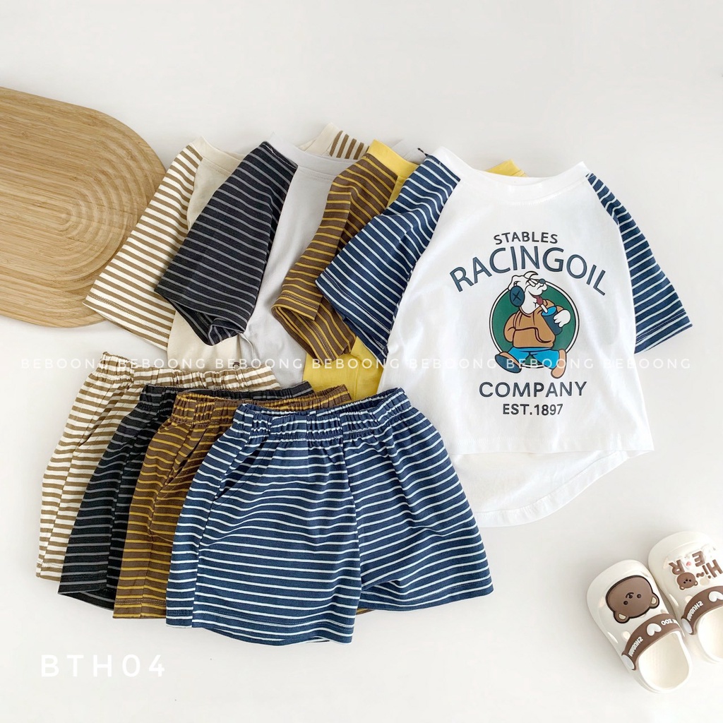 Bộ RaCilGol phối kẻ siêu xinh cotton mềm mịn thấm hút 4 màu . 9-23kg BTBG-PITUPI-BEBOONG-MS 23.025