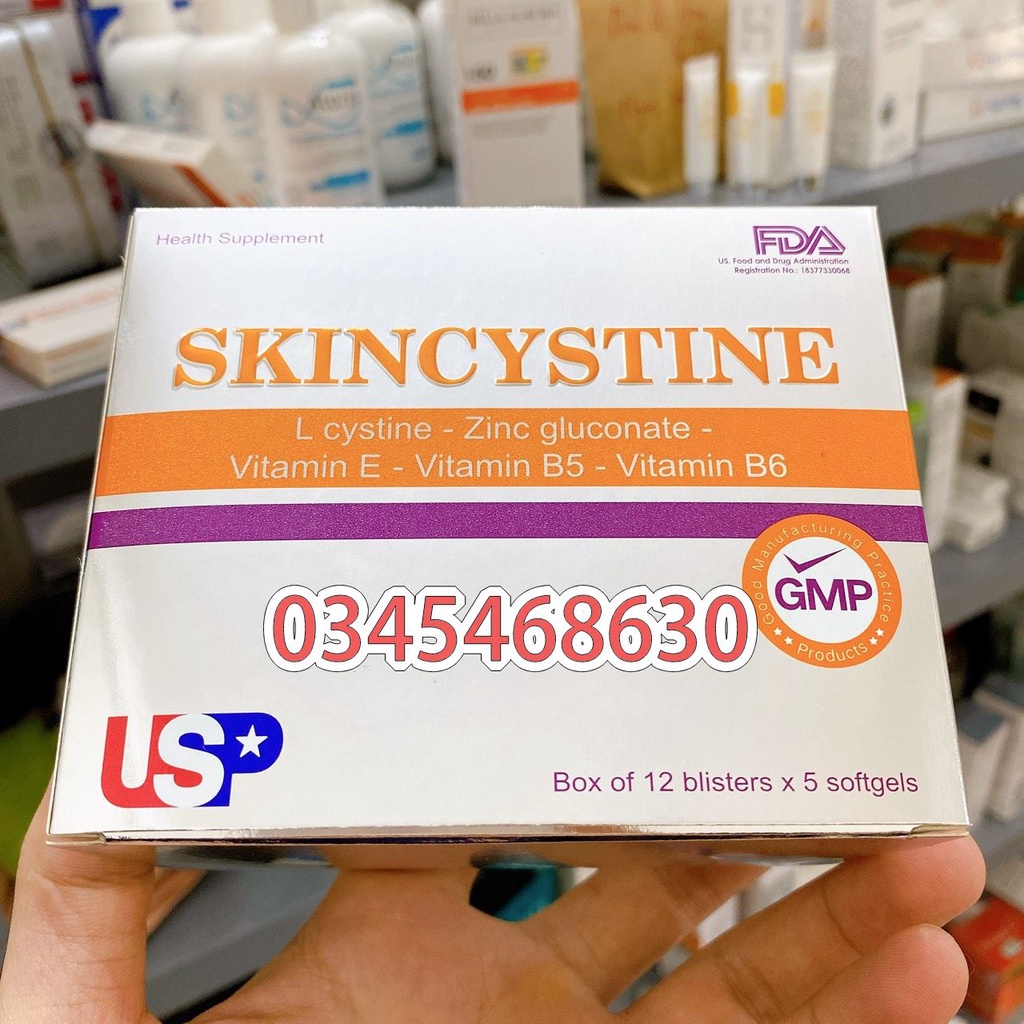 Viên uống giảm mụn, giảm nám, tàn nhang US Pharma SKINCYSTIN - hộp 60 viên Skincystine