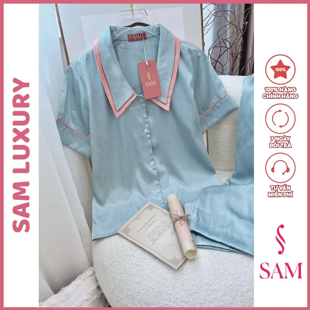 Bộ Pijama quần dài tay ngắn Lụa Sam Luxury cao cấp