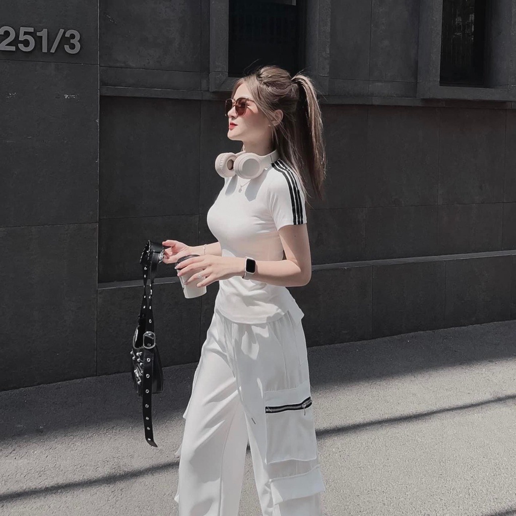 Quần Túi Hộp KaKi Phối Dây Rút Cargo Dáng Suông UNisex Full 2 Màu Đen Trắng, Freesize Dưới 70 Kg