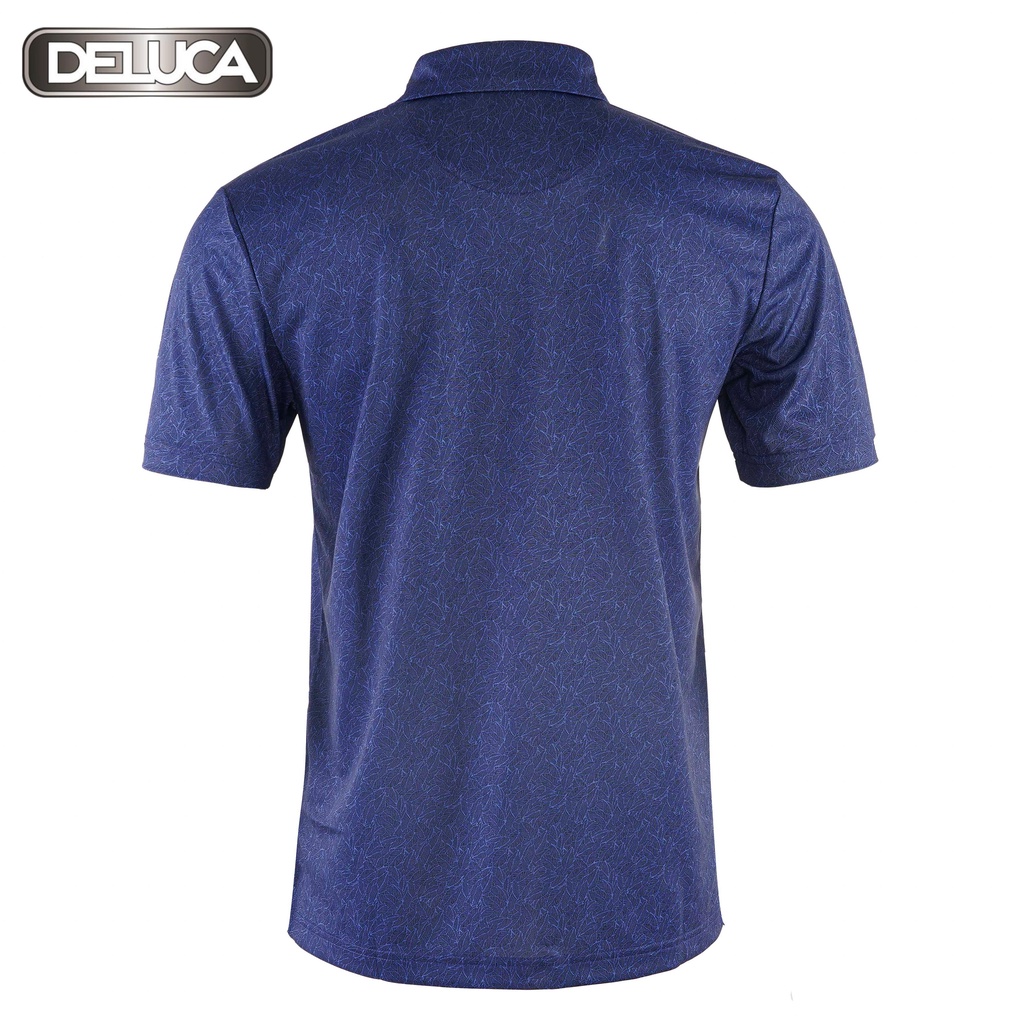 Áo Polo Shirt MS03-DELUCA, Họa Tiết Hình Lá Cây Màu Xanh, Áo Thun Chơi Golf Có Cổ Màu Xanh