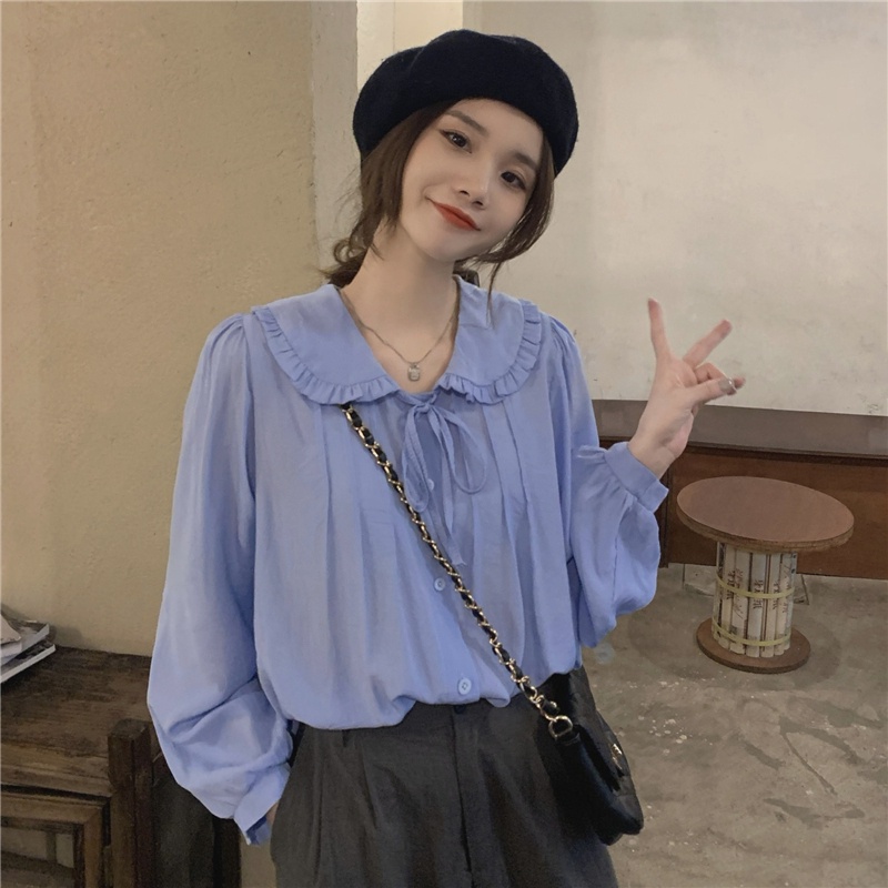 Áo Sơ Mi Kiểu Pháp, Thiết Kế Phong Cách Công Sở tay dài nhũng nhẹ phần bo tay sang chảnh