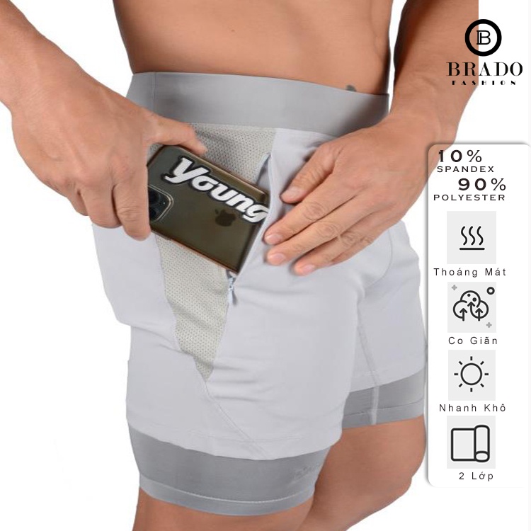 Quần Short Thể Thao Nam Tập Gym LYFT-02 Xám Nhạt