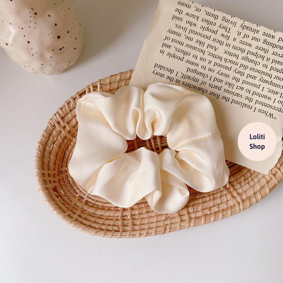 Buộc tóc lụa scrunchies mẫu trơn nhiều màu LOLITI TOC619