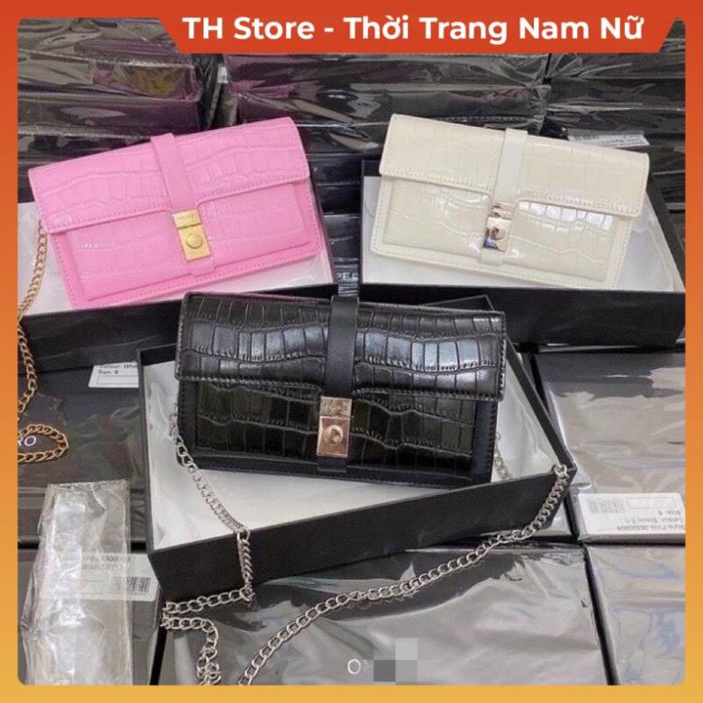 Túi Xách Nữ Đeo Chéo Pe Đô Khoá Tròn da vân đá Fullbox , Túi Sách Đeo Vai Màu Đen Trắng Hồng Phong Cách TH Store