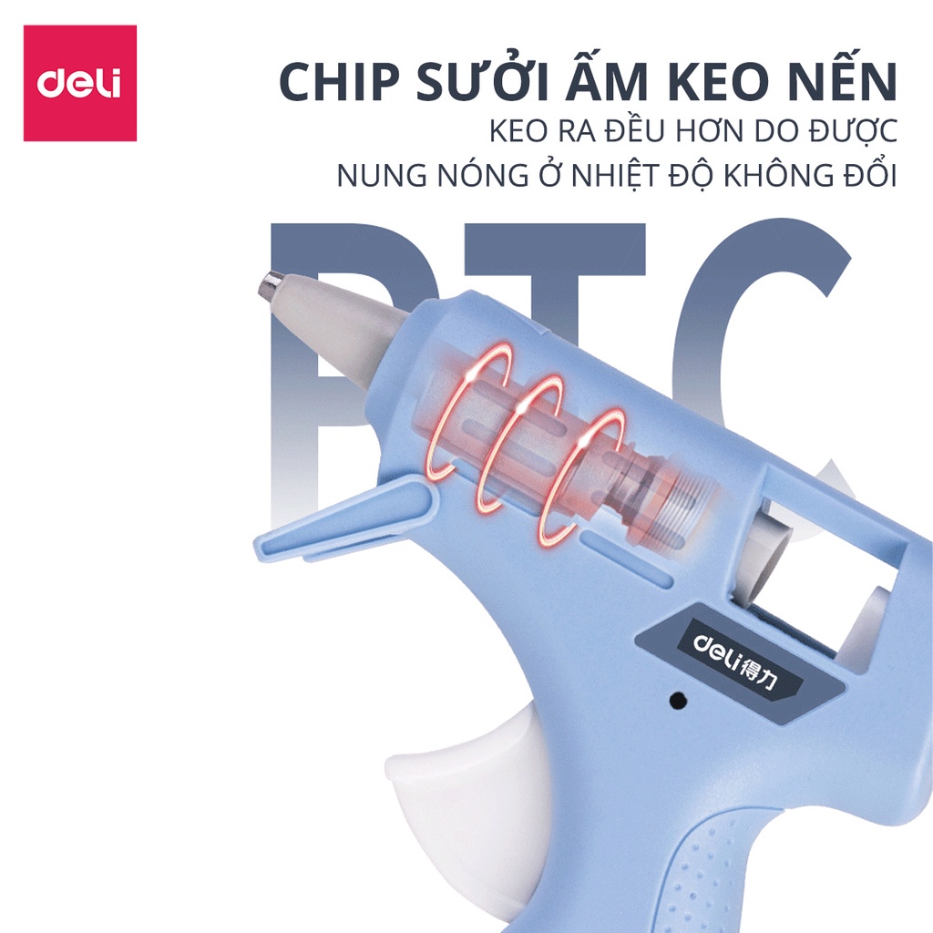 Súng Bắn Keo Deli Cao Cấp 40W - keo 7mm - Nhỏ Gọn, An Toàn Sử dụng- Máy bắn keo công suất lớn và cho trẻ em