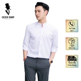 Áo sơ mi nam dài tay somi cổ tàu thời trang công sở chất vải lụa dày đẹp lên phom chuẩn dáng thoải mái cezcoshop