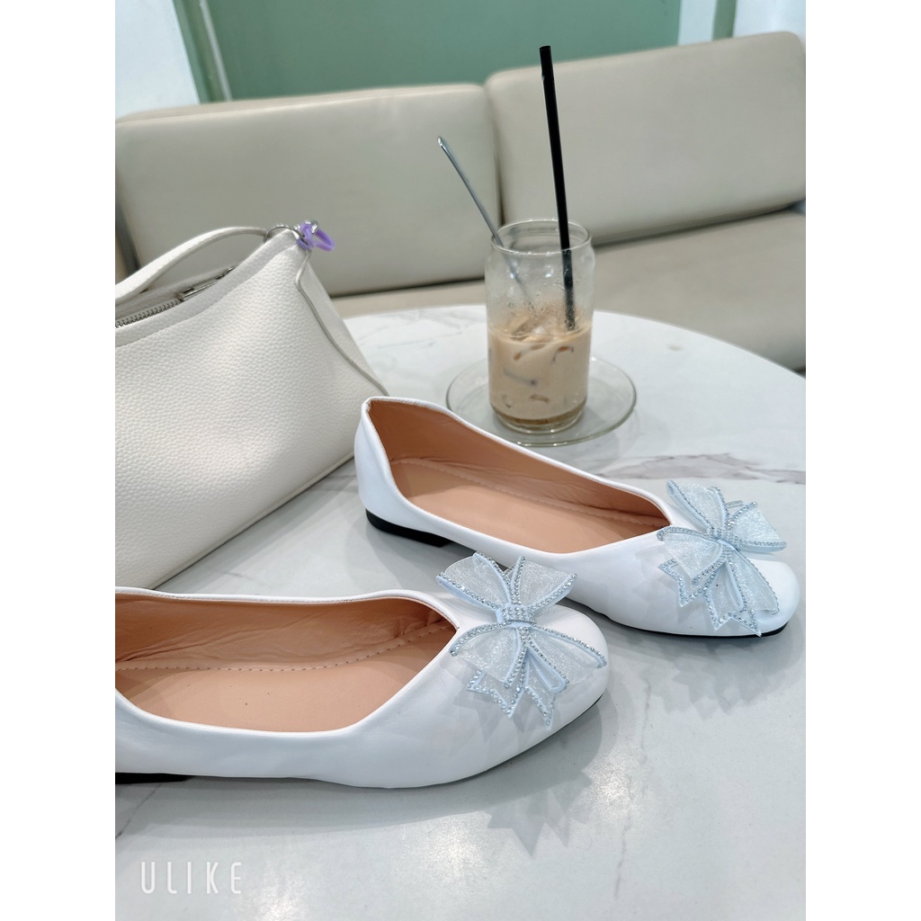 Giày Búp Bê Mũi Vuông Nơ Xinh Dáng VINTEGA mã C3NĐA