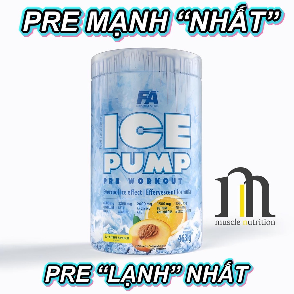 FA ICE PUMP PRE WORKOUT - TĂNG SỨC MẠNH - PUMP CƠ - THE MÁT CỔ HỌNG SẢNG KHOÁI - HỘP 463G