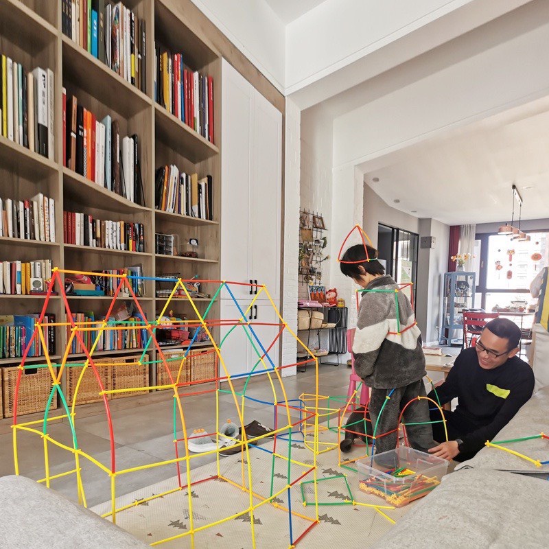 Đồ Chơi Phát Triển Trí Tuệ Sáng Tạo Lắp Ghép Ống Hút Không Gian 4D