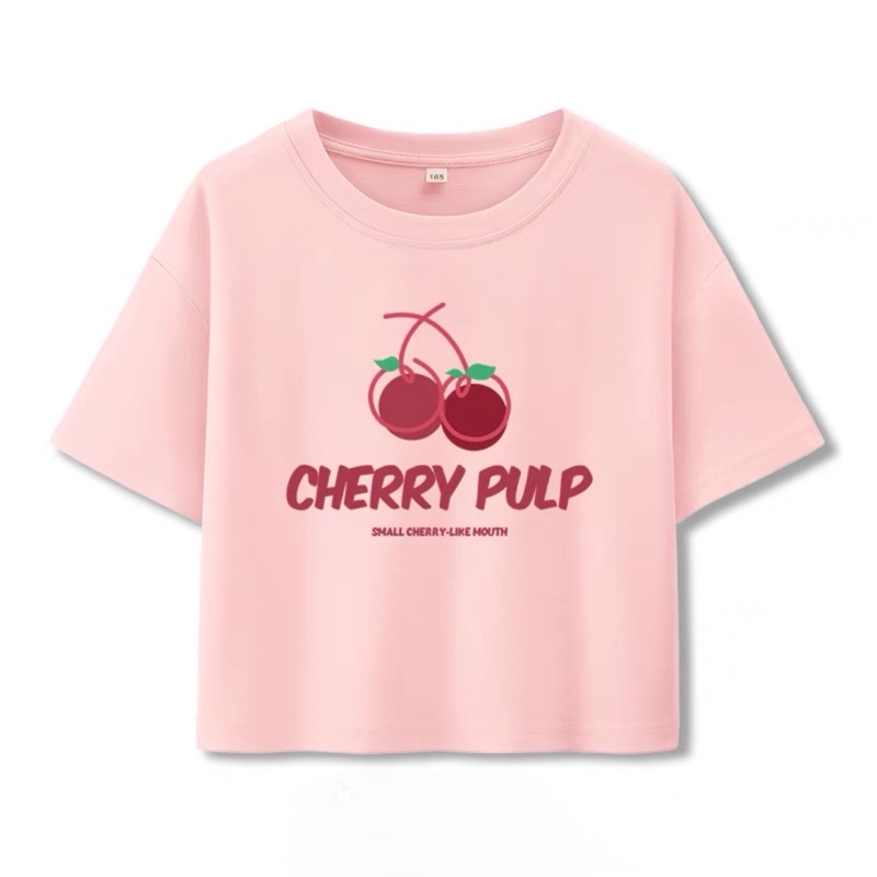 Áo Croptop Body Tay Con Hoạ Tiết Chữ CHERRY PULP