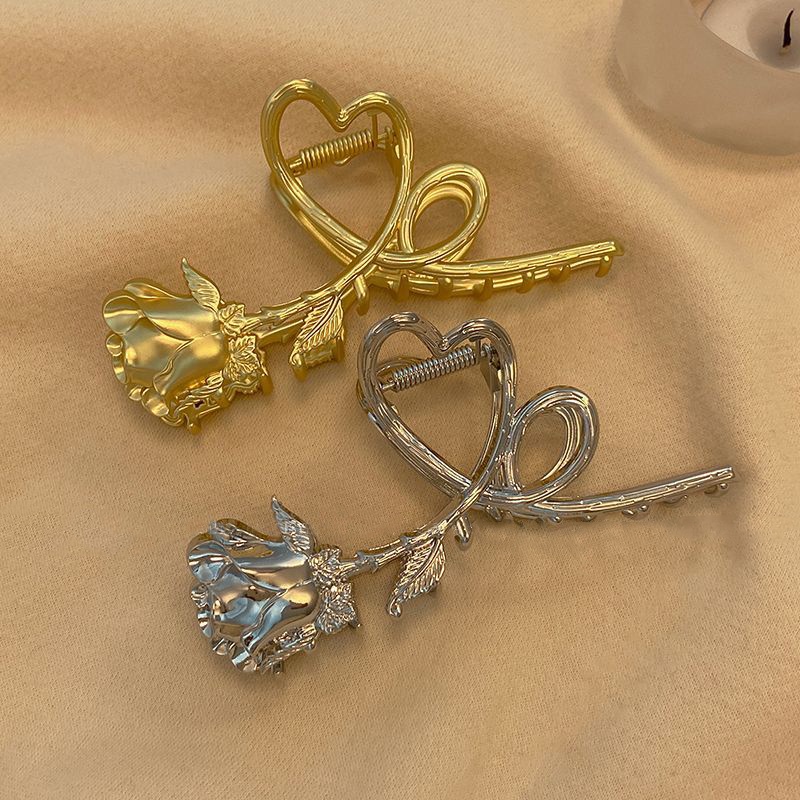 Kẹp Tóc Hoa Hồng Bằng Kim Loại Phong Cách Retro Cao Cấp Cho Nữ