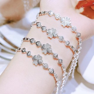 Lắc tay bạc ta cỏ 4 lá dây trái tim Bạc ỉn