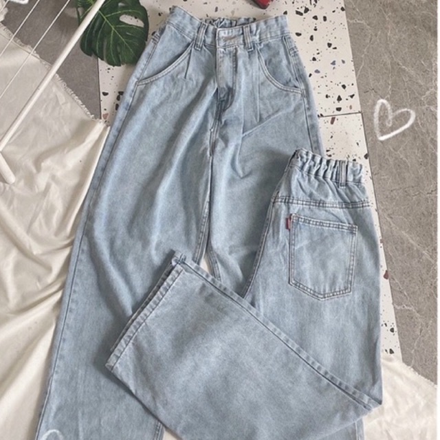Quần Jeans Nữ Suông Lưng Thun Có Bigsize size lớn 26 đến 35 - Biken_87
