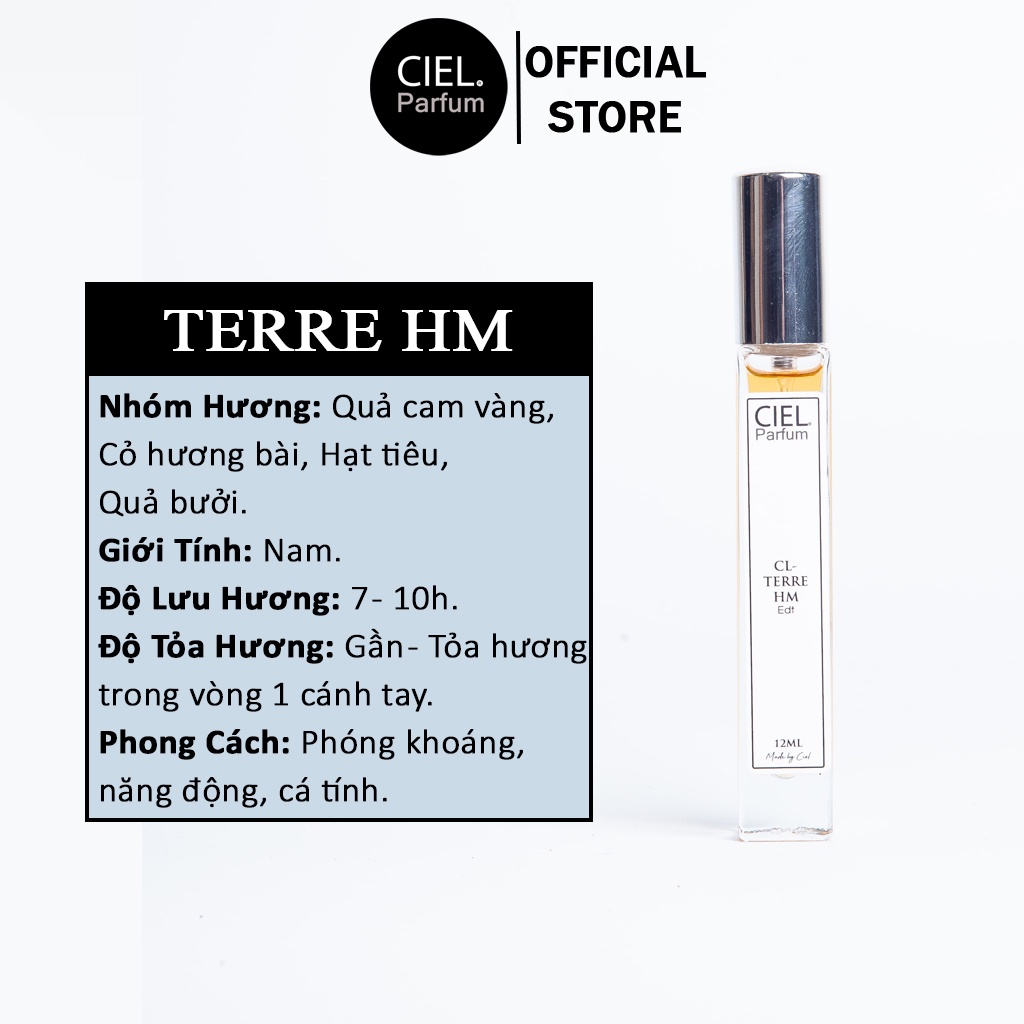 Nước hoa nam CL TERRE HM Edt chính hãng CIEL Parfum 12ml phong cách phóng khoáng, hào sảng, năng động, cá tính
